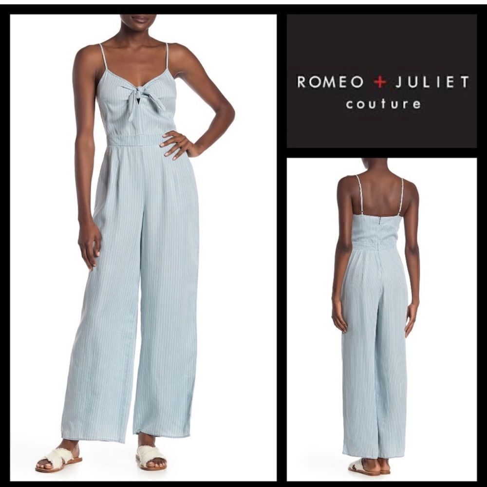 Romeo Juliet wide leg jumpsuit tie front striped